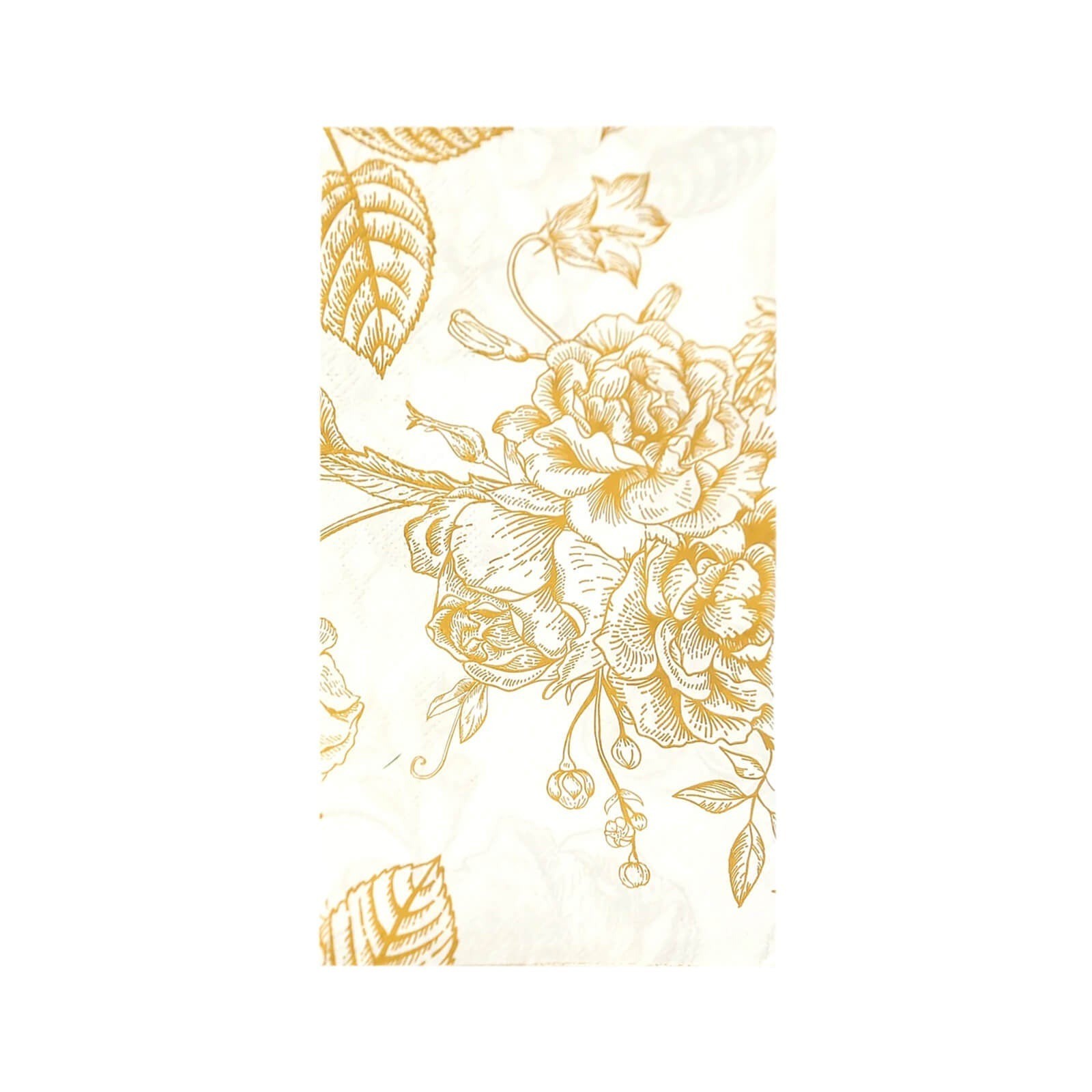 50 White with Gold Paper 2-Ply Dinner Napkins in French Toile Floral Pattern