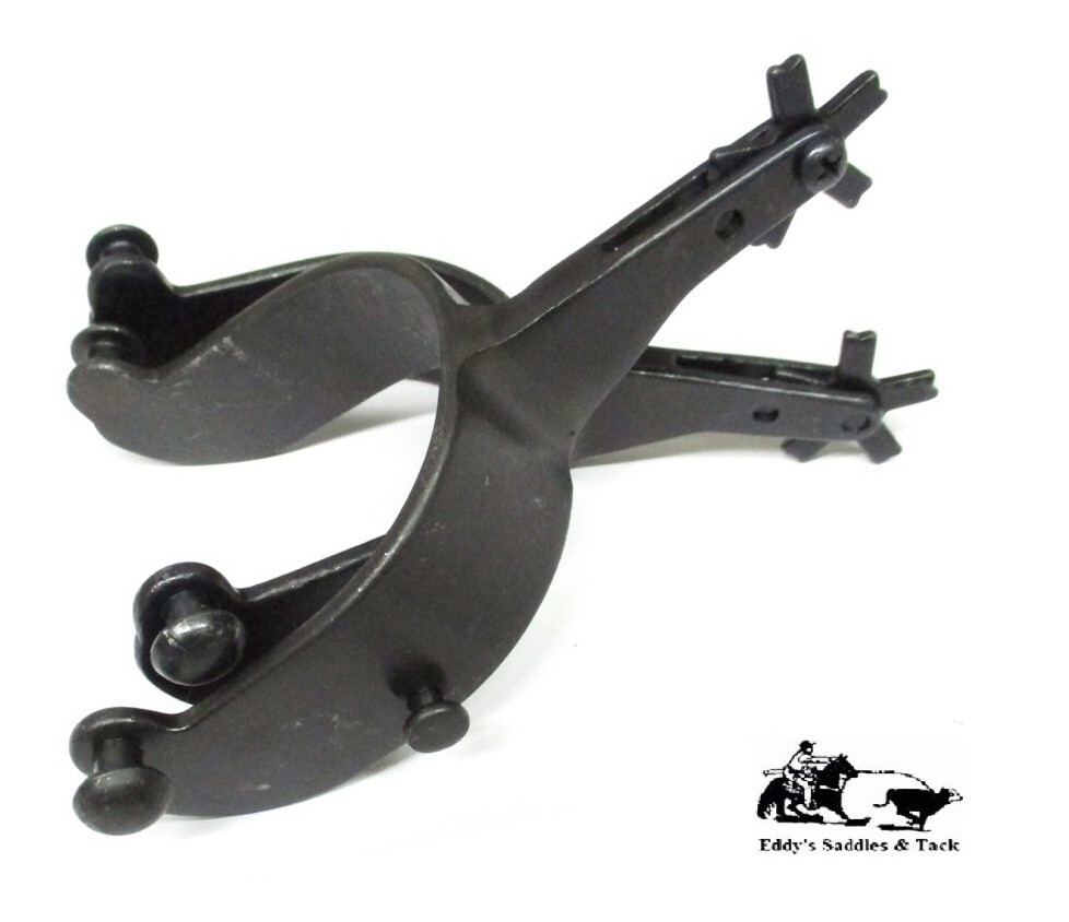 Bull Riding Spurs 22-1/2 Degree Offset Black Steel New from Eddy's Tack