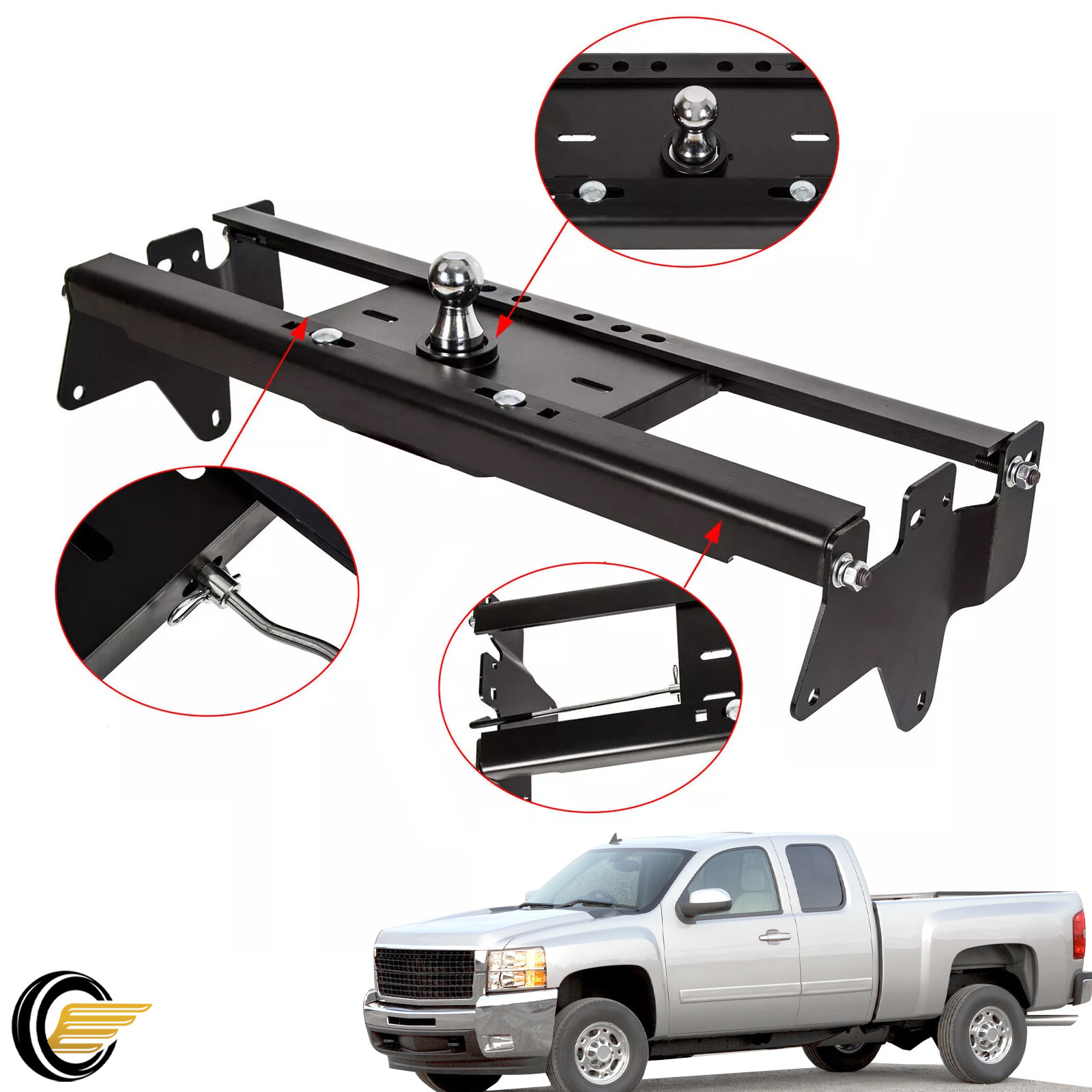 Underbed Gooseneck Trailer Hitch For 99-2010 Silverado Sierra GMC 2500HD 3500HD