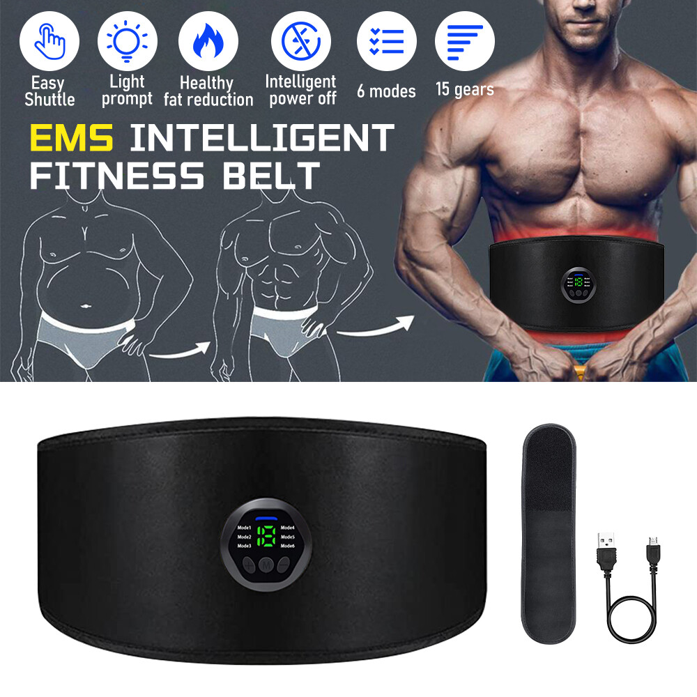 Rechargeable EMS Abdominal Muscle Toning Belt Trainer ABS Stimulator Toner Belt