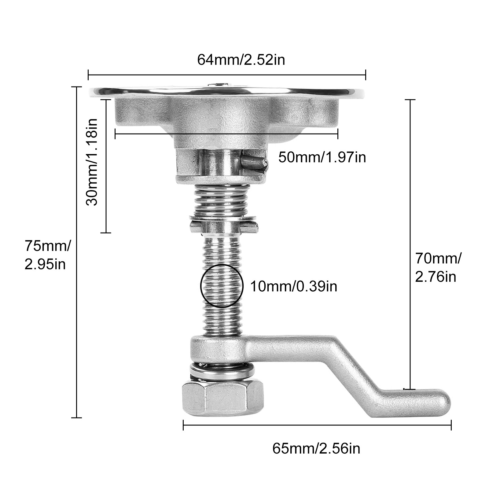 Boat Cam Latch, 316 Stainless Steel Marine Hatch Pull with Back Plate, Screws