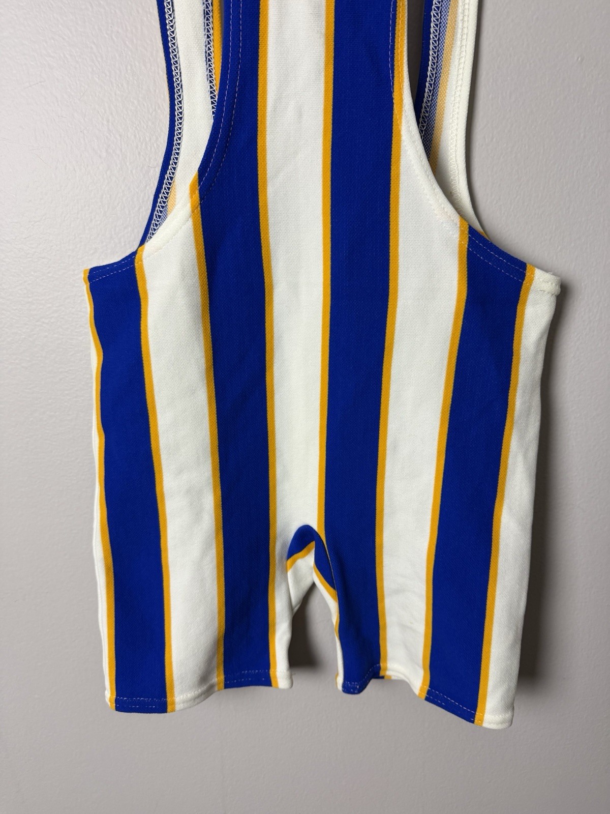 Vintage Sears Roebuck Size 28-38 Blue/White Stripe Wrestling Singlet EUC
