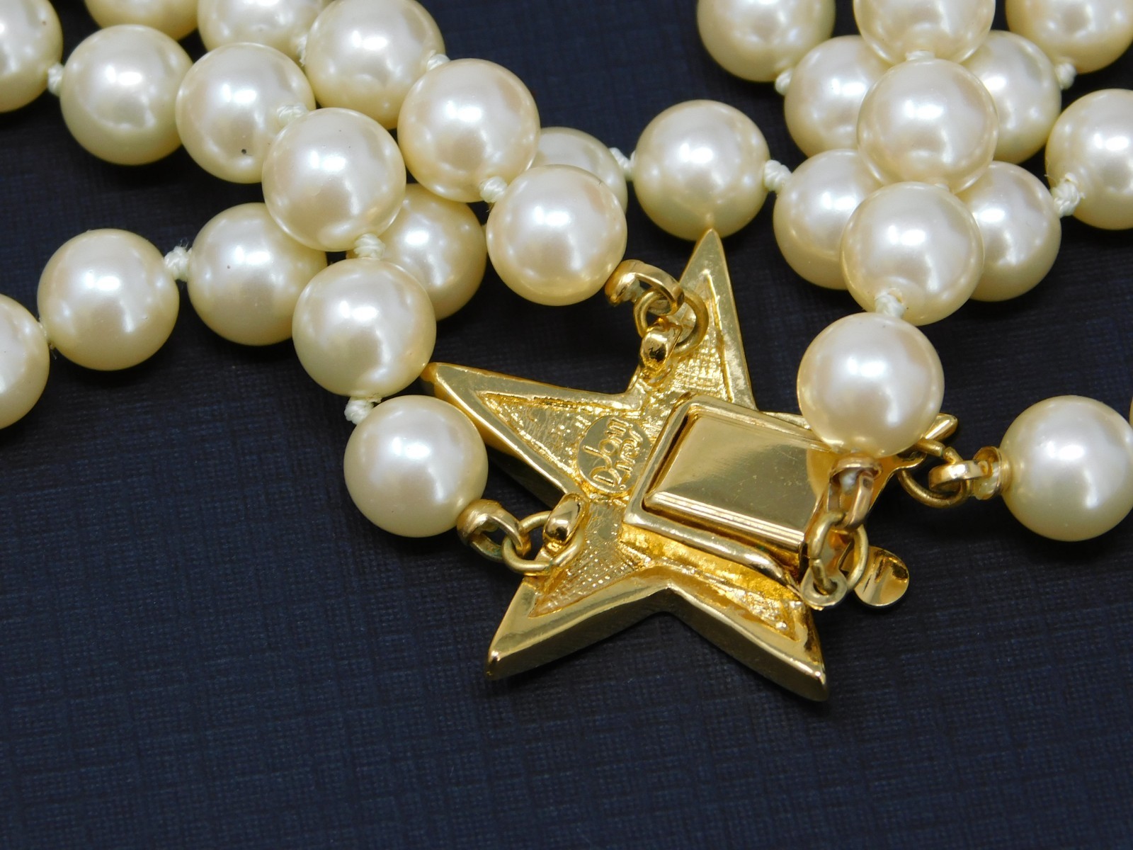 Vintage JOAN RIVERS Multi Strand Simulated Pearl Pave Star Necklace