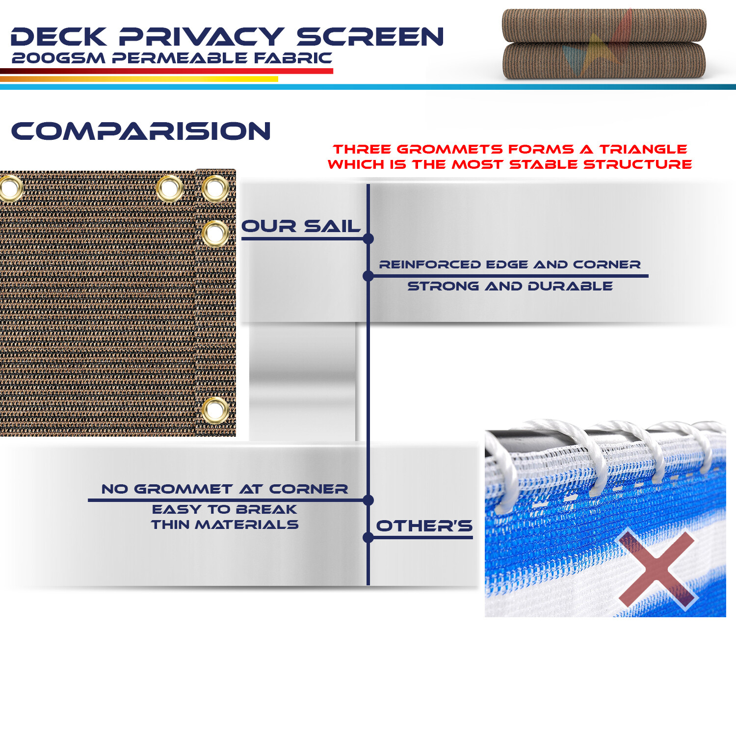 3ft Tall Privacy Balcony Fence Screen Deck Garden Yard Patio Fabric Shade Cover