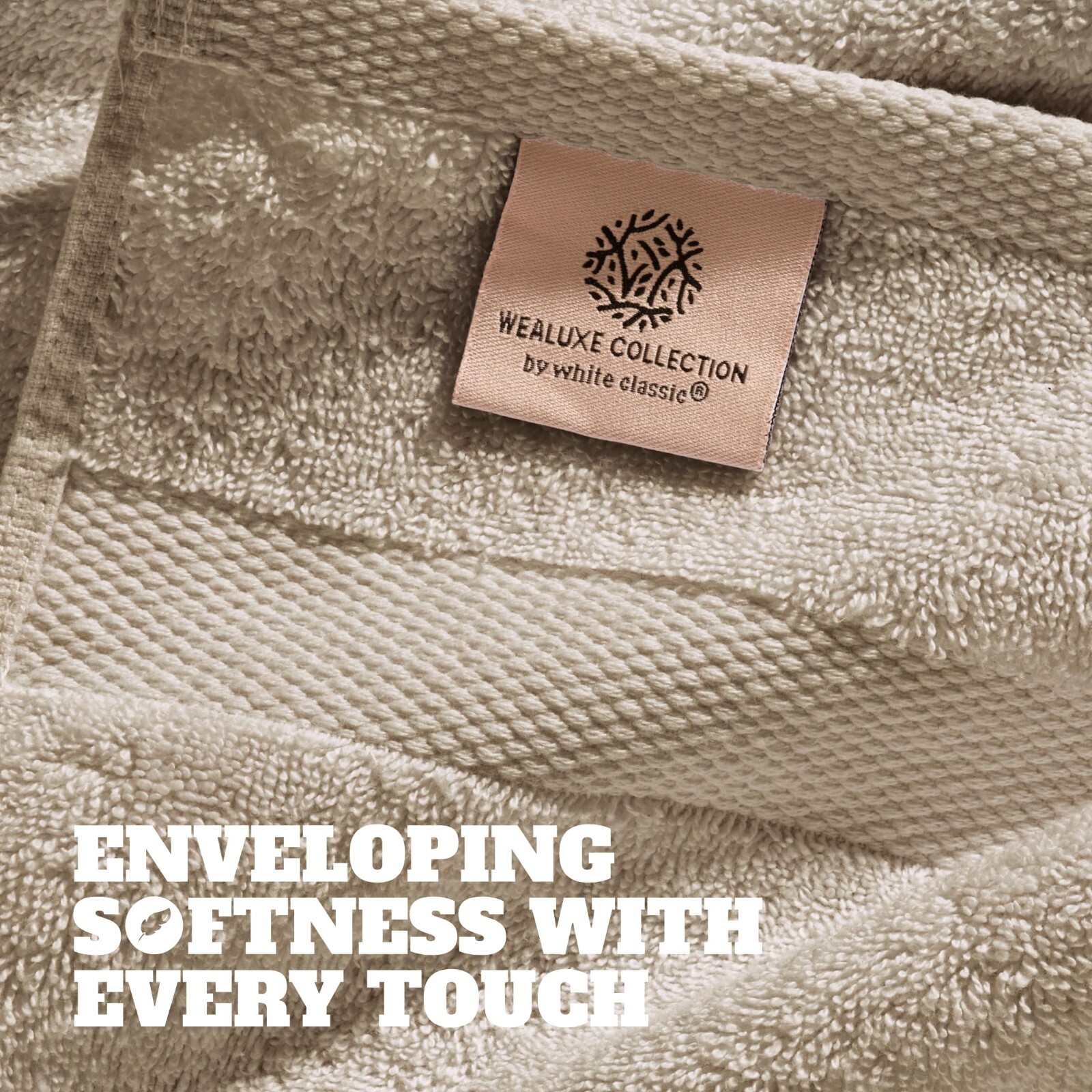 Hand Towels Cotton - Soft & Absorbent - 16x27 Inch - 12 Pack - Taupe Wealuxe