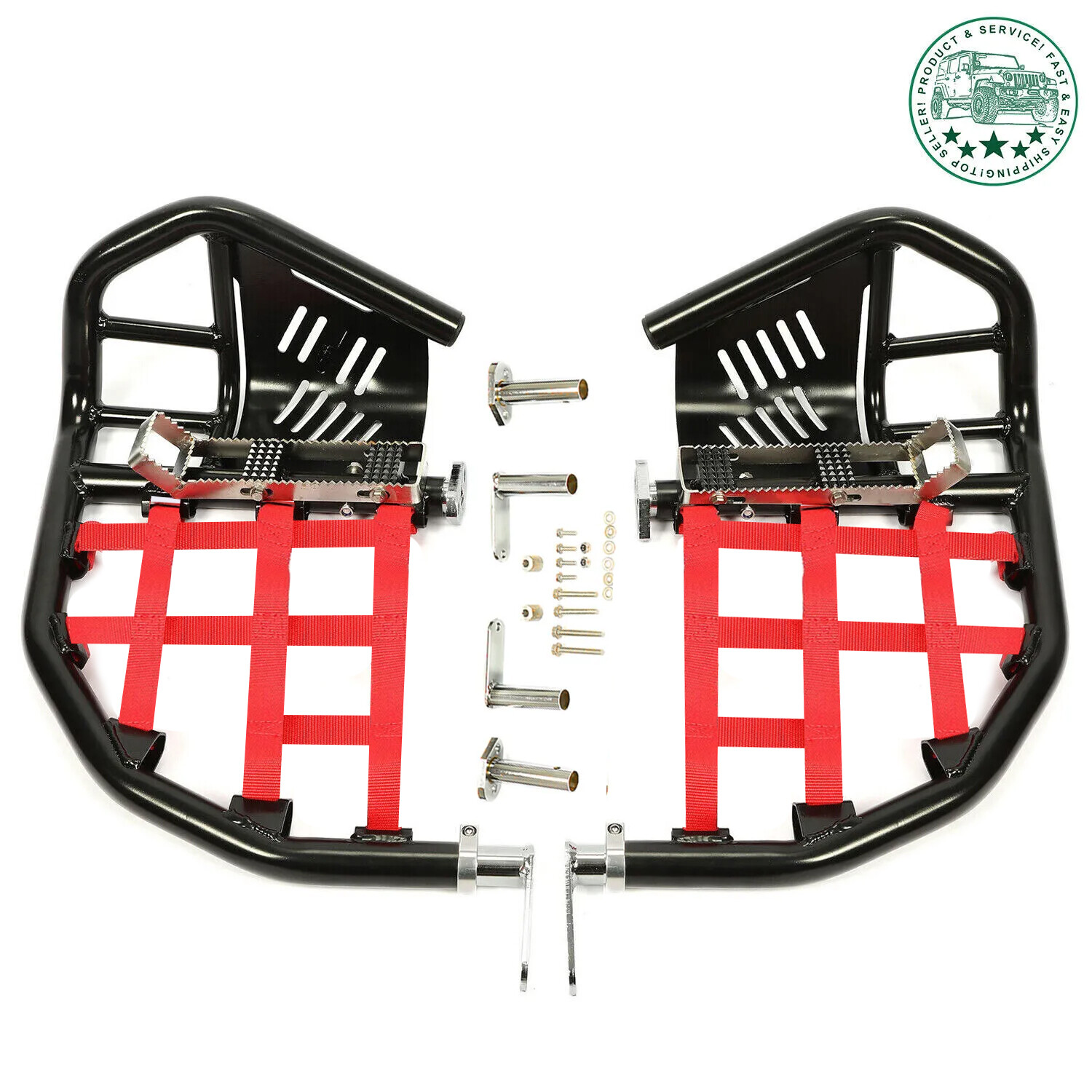 For Honda Sportrax 400 TRX 400EX 400X Nerf Bars Pro Peg Black Bars Red Nets -New