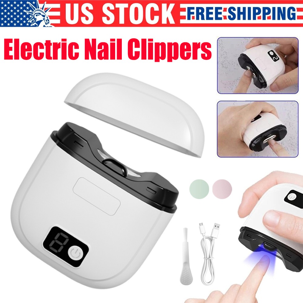 Automatic Electric Toe Nail Clippers w/ LED Light USB Rechargeable Nail Trimmer