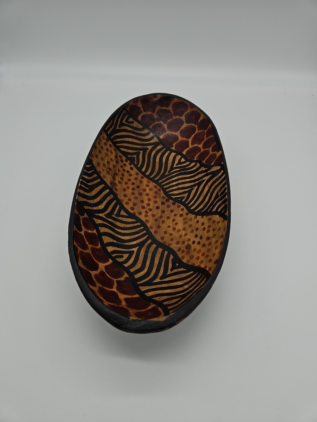 Vintage Kenya Hand Carved Decorative Bowl 12" X 6" X 2 1/2"