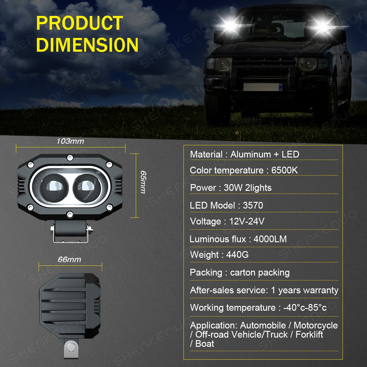 White 4" LED Work Light Bar Spot Pods Fog Lamp Offroad Driving Truck SUV 4WD