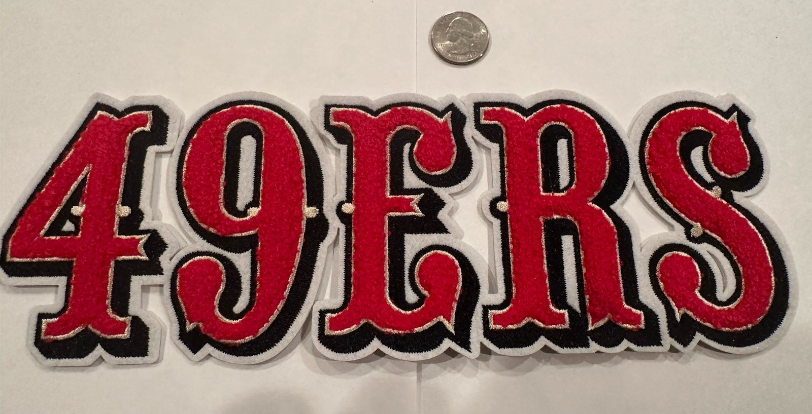 49ers  Embroidered- Iron On VEST/ JACKET  Patch   11”x 4” Awesome!!!!!