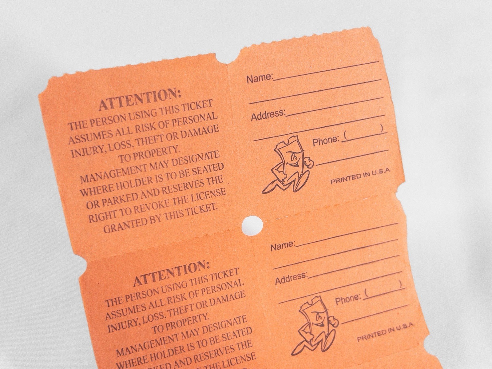 Marquee Double Roll Raffle Tickets Orange - Indiana Ticket Co.