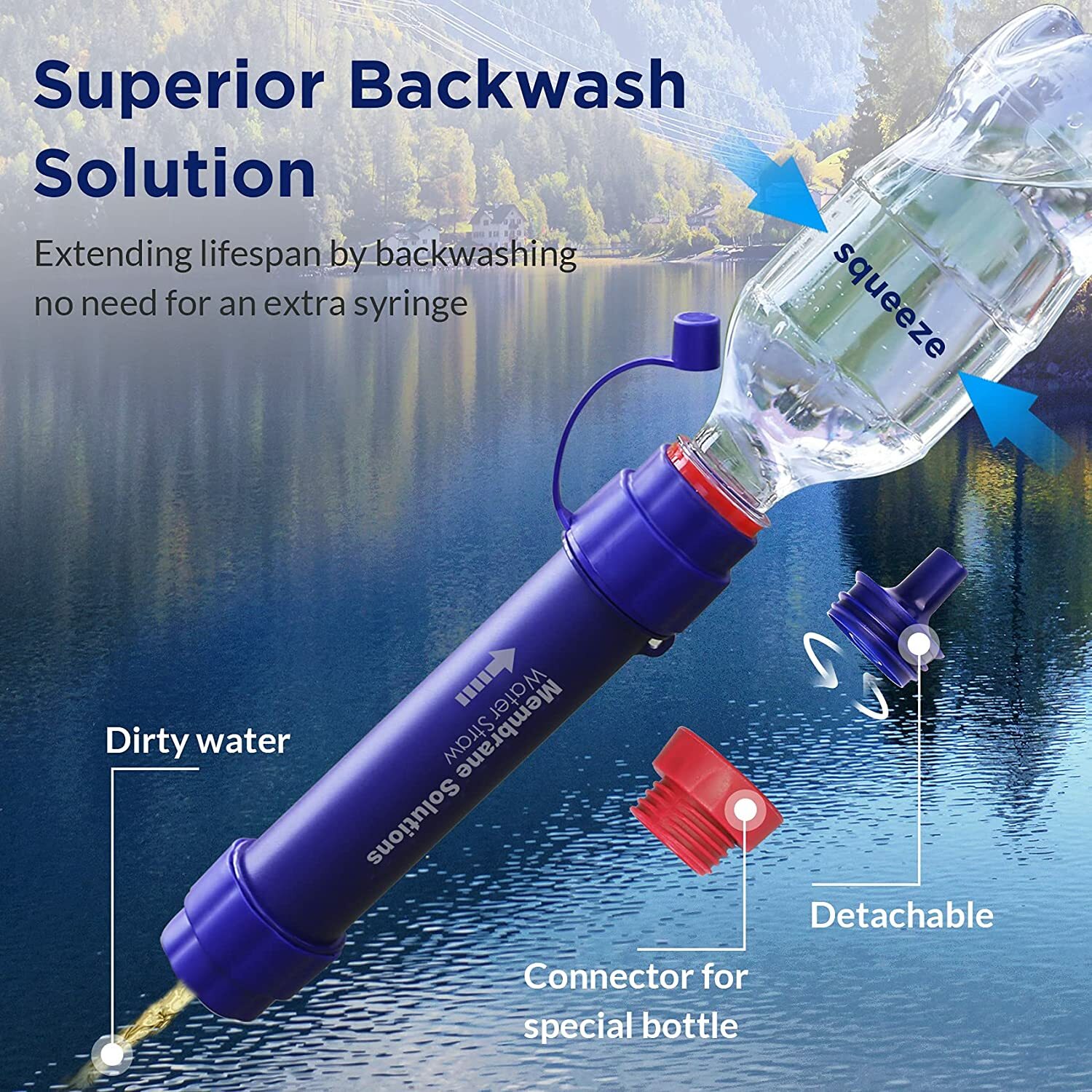 WS02Outdoor Water Filter Personal Water Filtration Straw Emergency Survival Gear