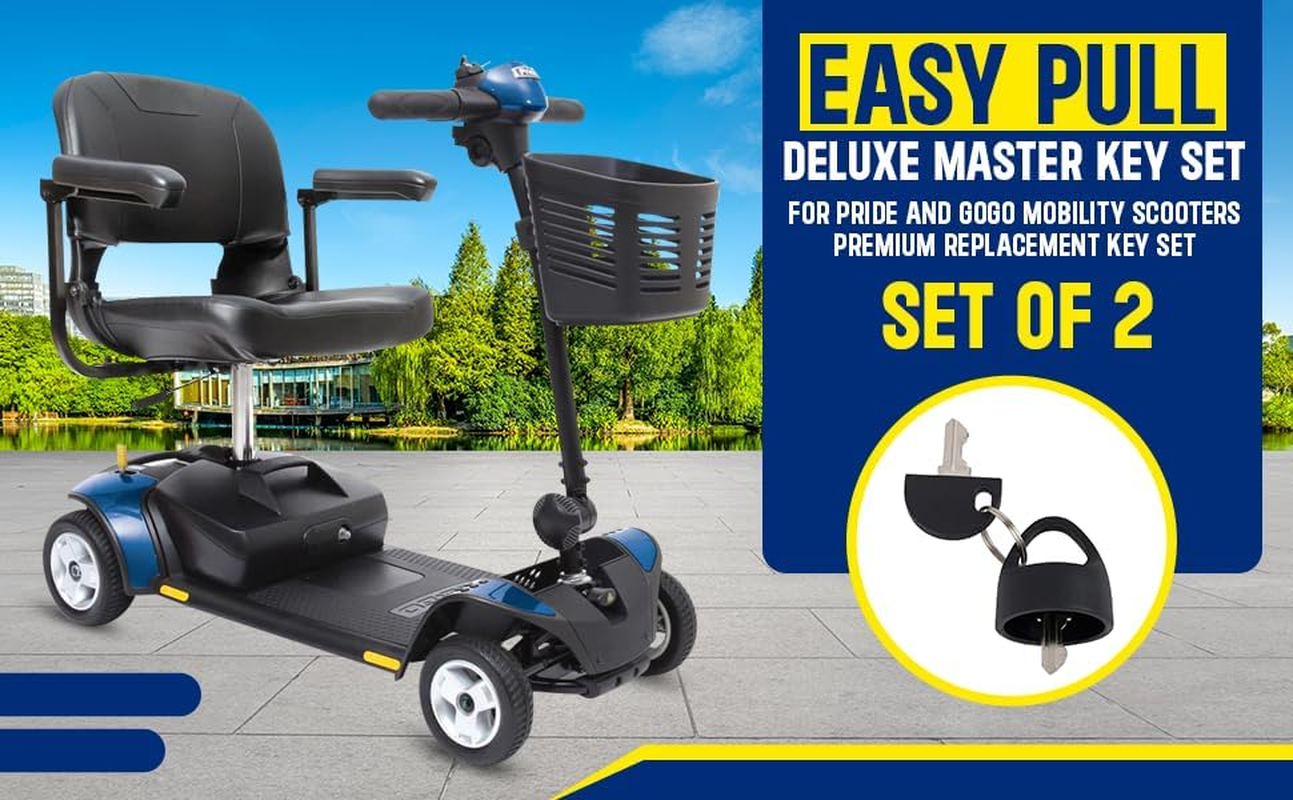 Deluxe Easy Pull Key Set for Pride Mobility Scooter Replacement Keys (Set of 2)