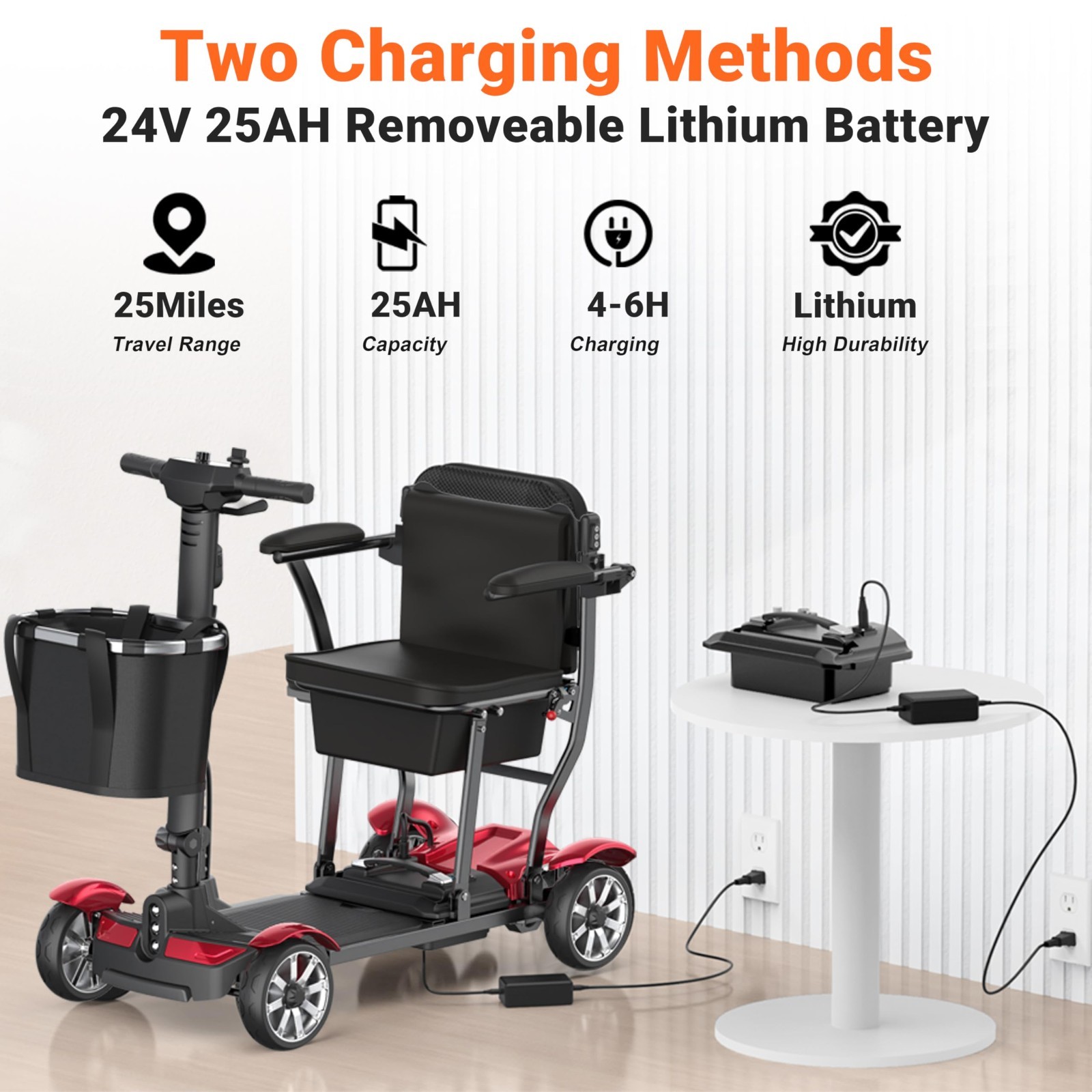 Lightweight 39lbs Foldable 4-Wheel Mobility Scooter for Adults, Airline Approved