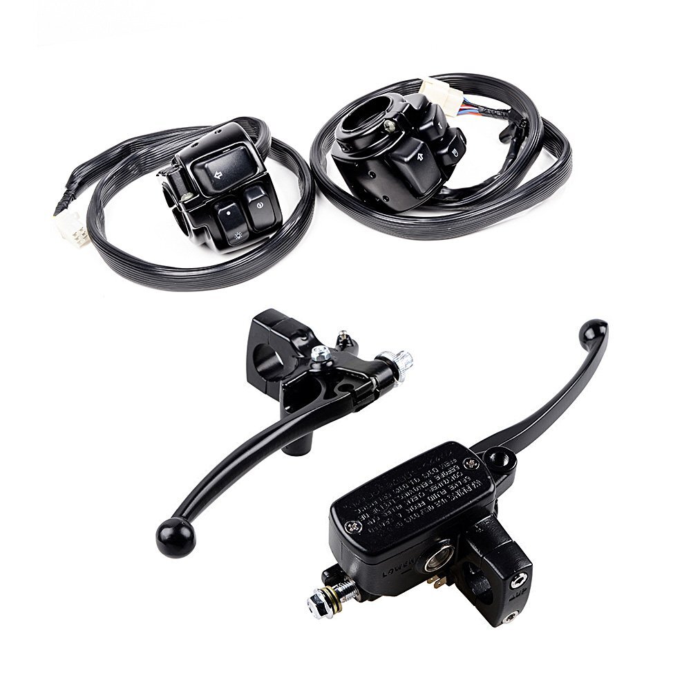 For Harley 1" Switch Controls Housing w/Master Cylinder Brake Clutch Lever Black