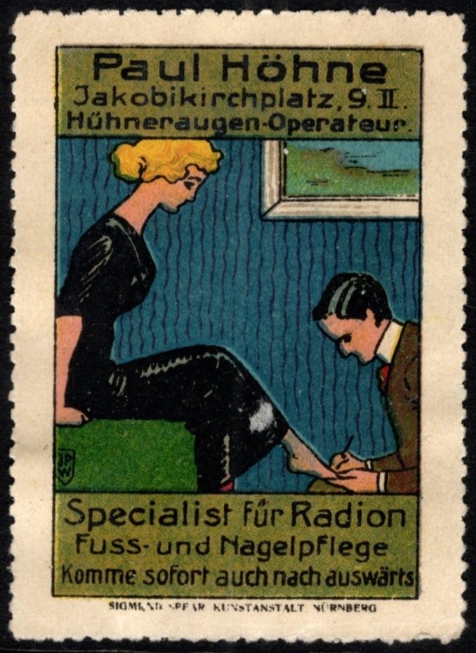 Vintage Germany Poster Stamp Paul Höhne Corn Removal Specialist Radion Foot Nail