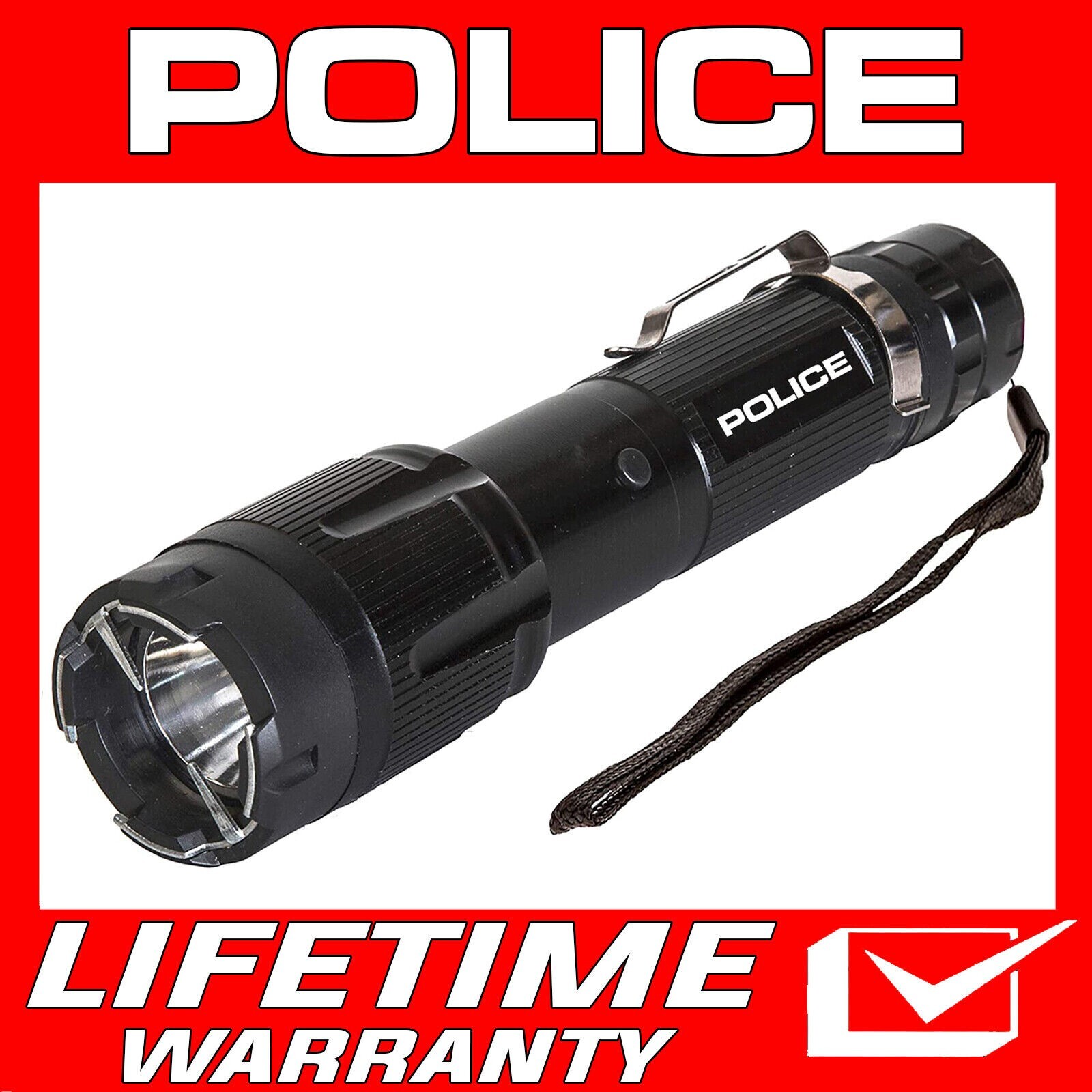 POLICE Stun Gun 1159 700BV Heavy Duty Metal Rechargeable LED Flashlight