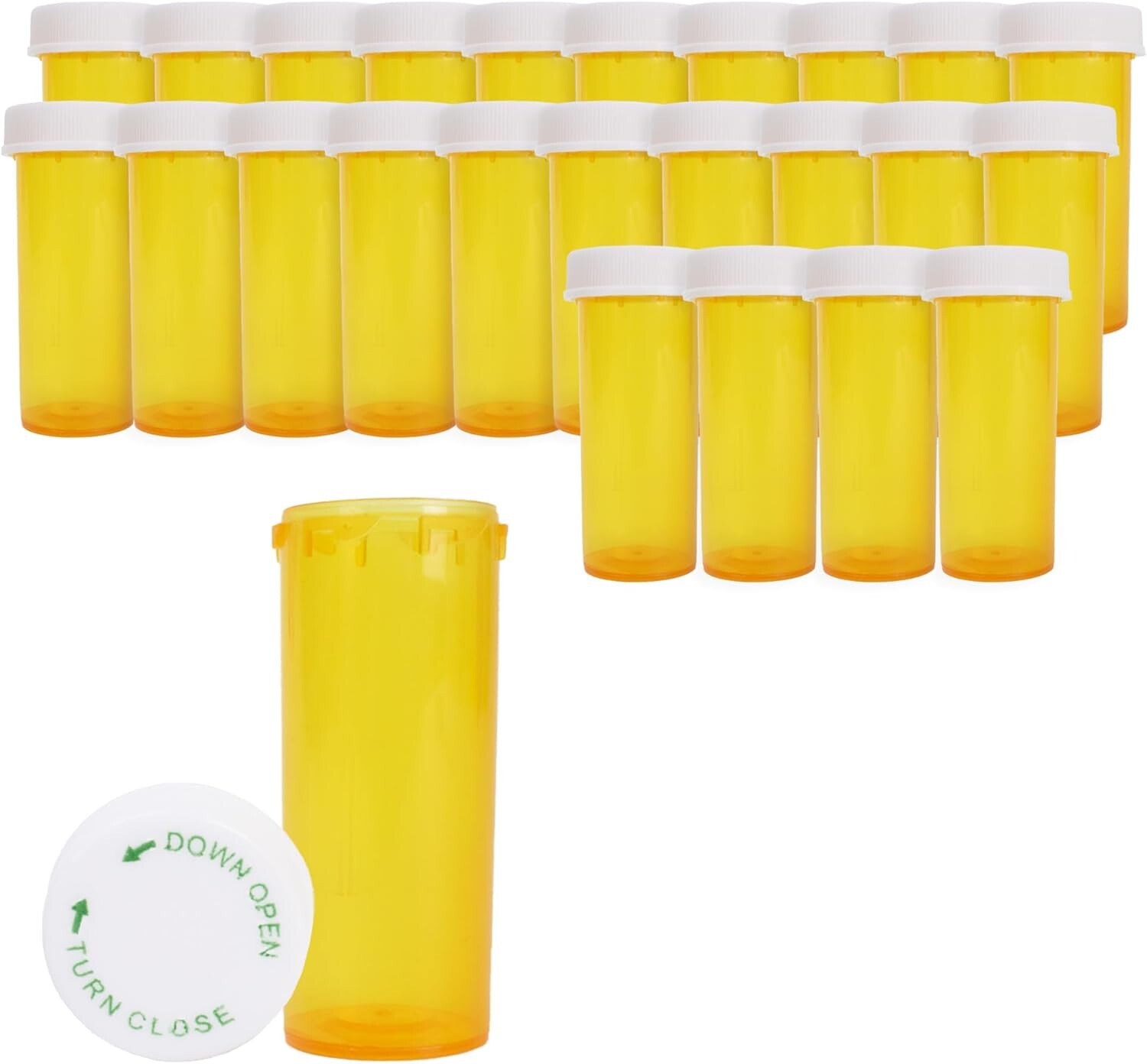 Plastic Amber Medicine Pill Bottles, 8 Dram, 25 Pack