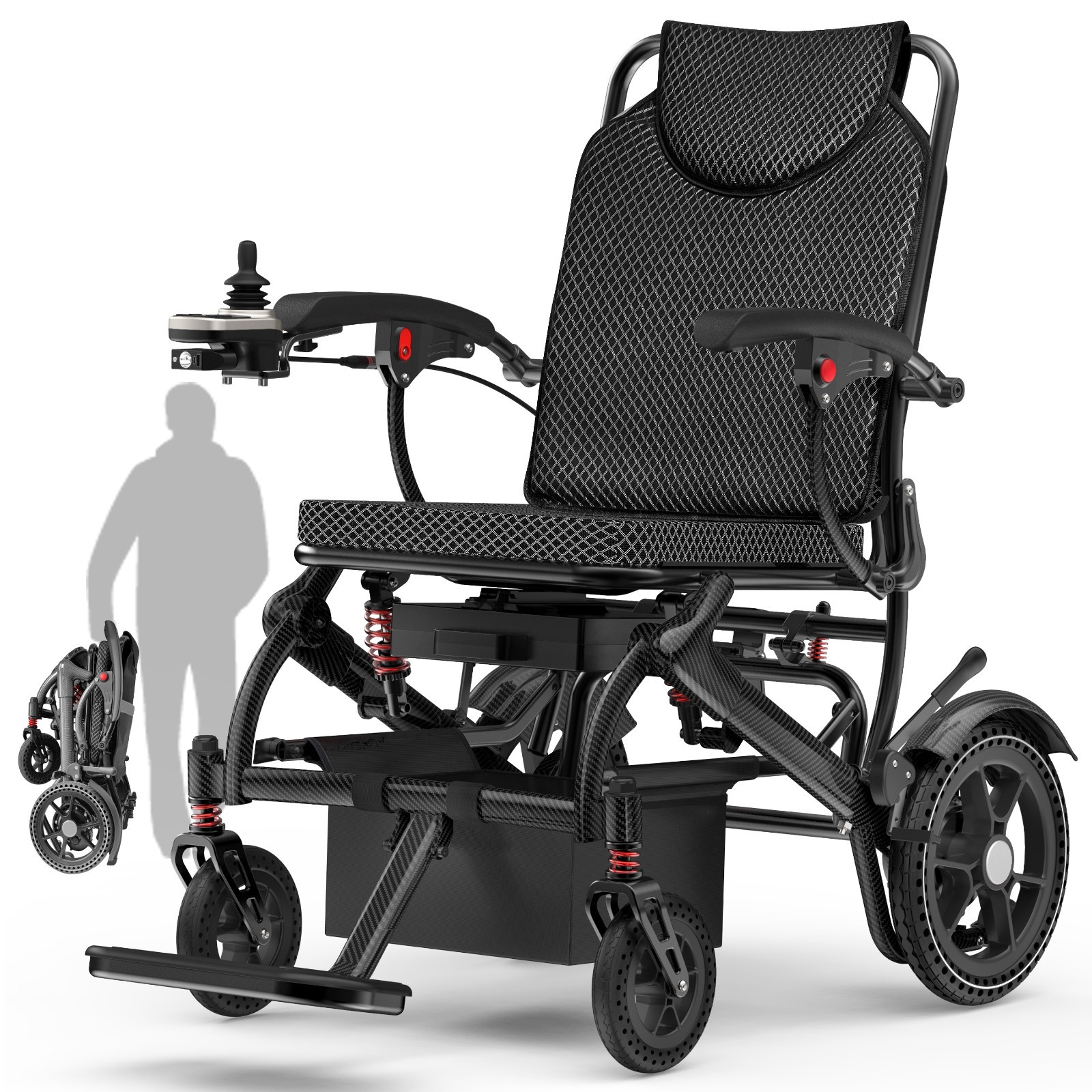 Lightweight 36LB Foldable Electric Wheelchair Intelligent 350LB All Terrain FDA