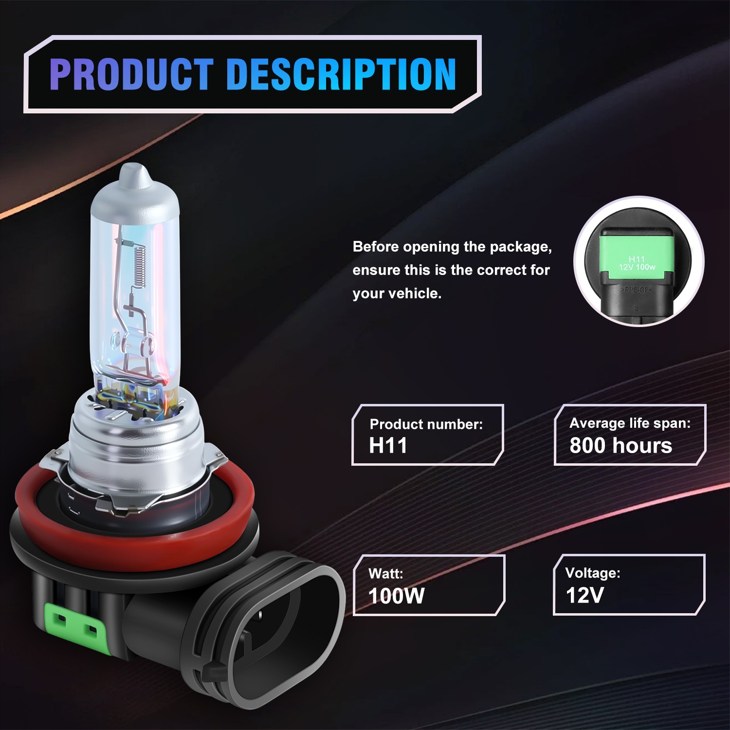 2X H11 Halogen Headlight Super Bright Bulbs Warm White High/Low Beam Replacement