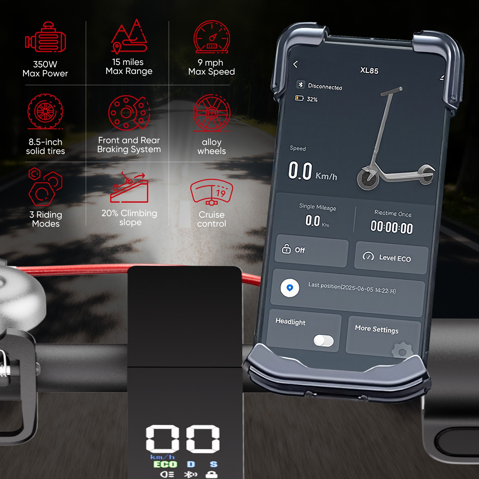 500W Commuter Electric Scooter For Adult 19MPH 20 Mile Range 8.5" Solid Tires