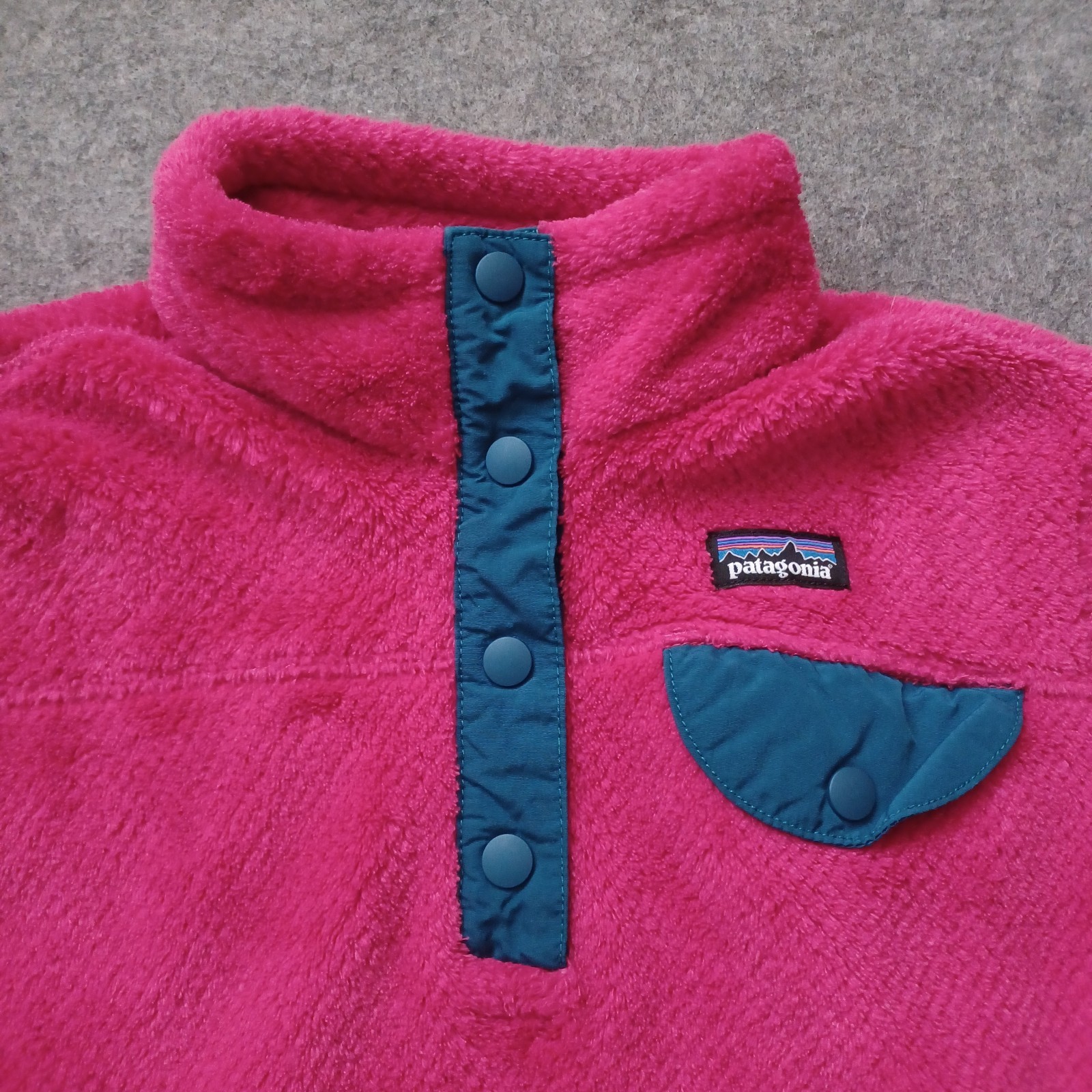 Patagonia Snap-T Fleece Jacket Girls Large 12 Pink Polartec Pullover Youth Fuzzy