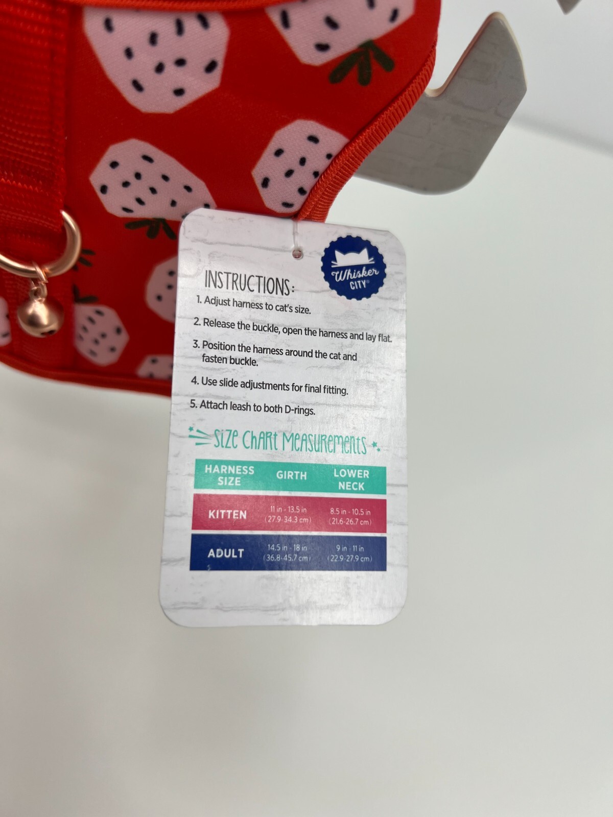 Whisker City Cat Vest Harness & Leash Set for Kittens Strawberry Theme