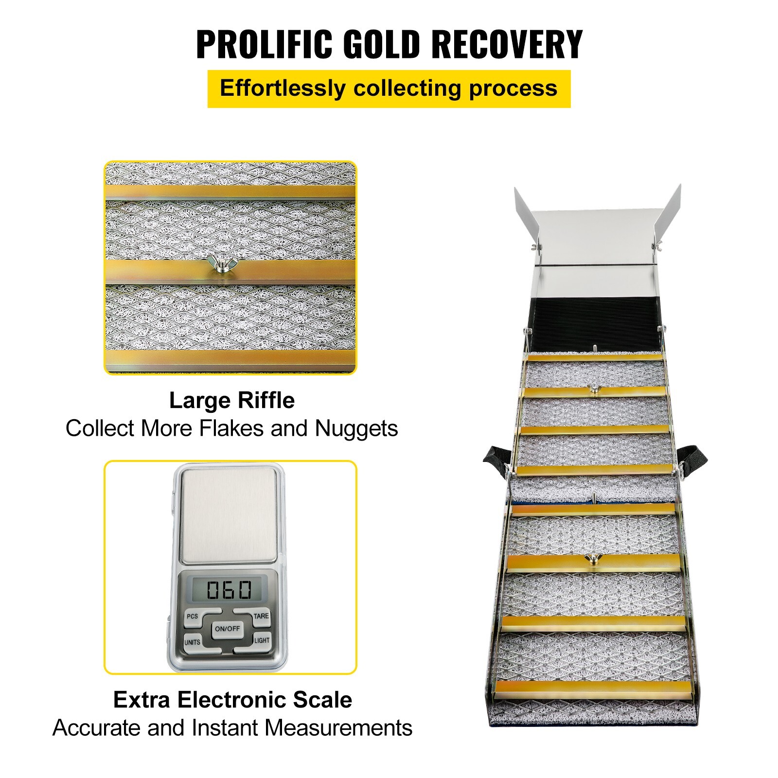 50" Folding Aluminum Alloy Sluice Box for Gold Panning and Prospecting