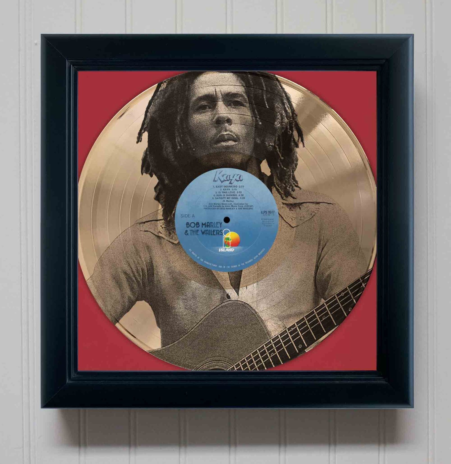 Bob Marley Kaya Framed Gold Etched LP Shadowbox
