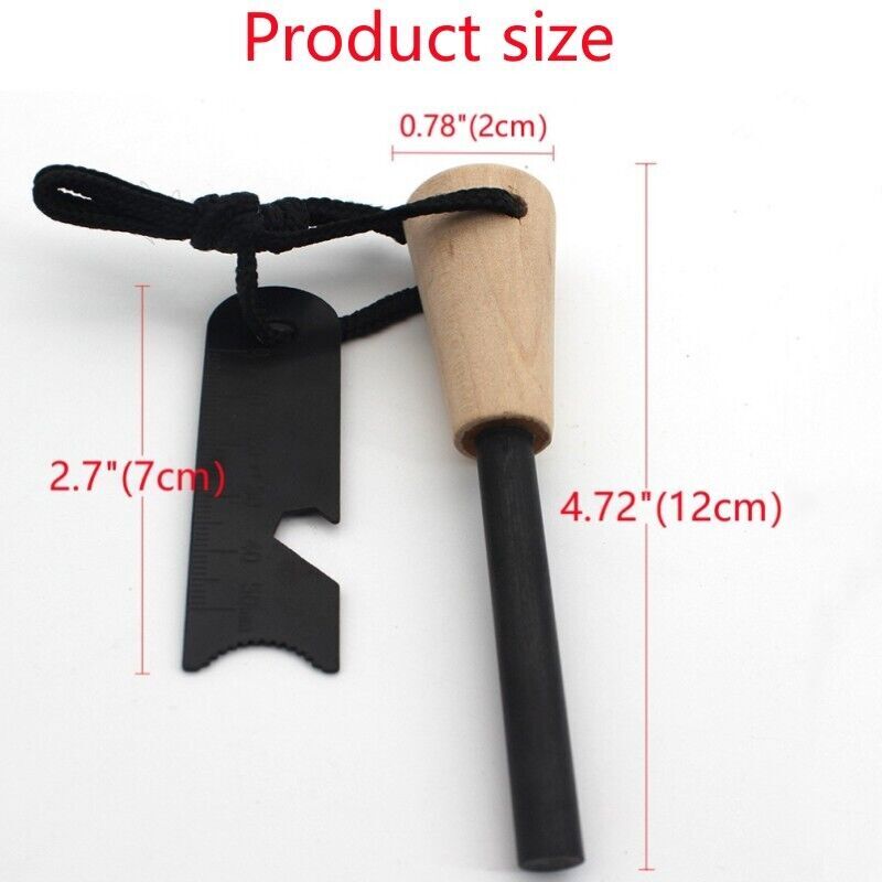2Pc Fire Starter Flint Steel Striker Survival Kit Ferro Rod Outdoor Camping Tool