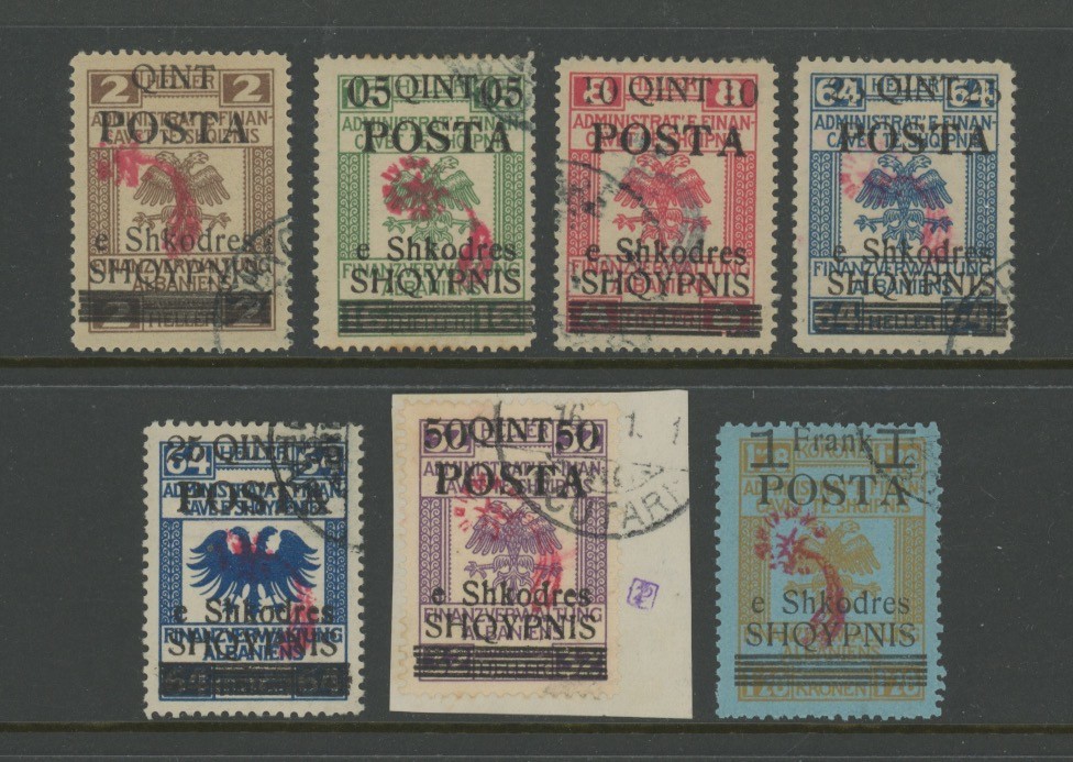 Albania Albanien 1919 Shkoder Comet Overprints Scott 91-97 Used VF