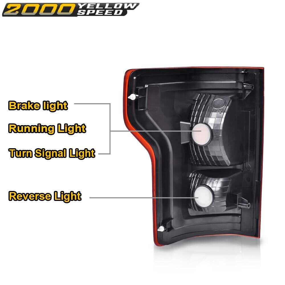 Tail Lights Fit For 2015 2016 2017 Ford F-150 Pickup Halogen Rear LH And RH Lamp