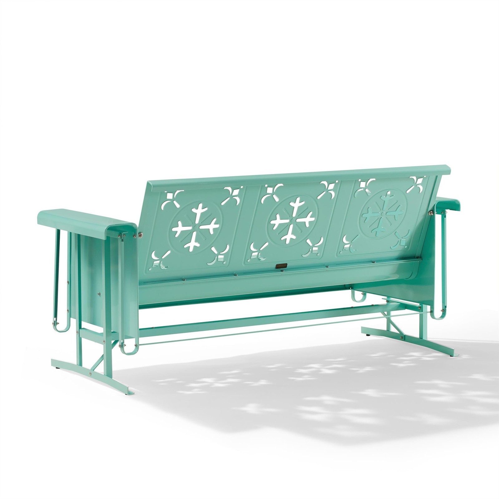 Crosley Furniture Azalea Retro Outdoor Sofa Glider in Aqua Gloss