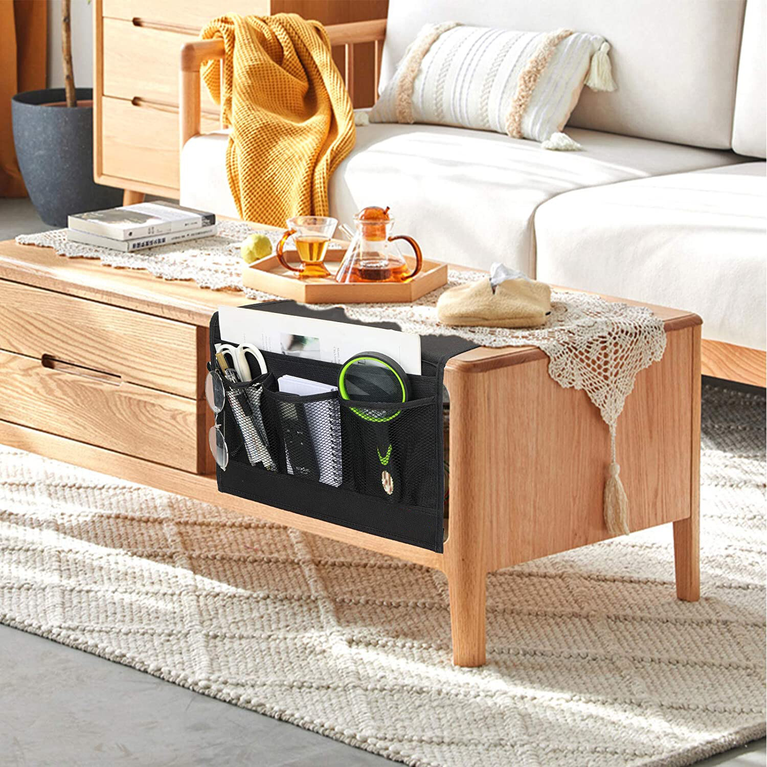 Bedside Caddy Storage Organizer Remote Control Holder Bag Pocket Couch Sofa