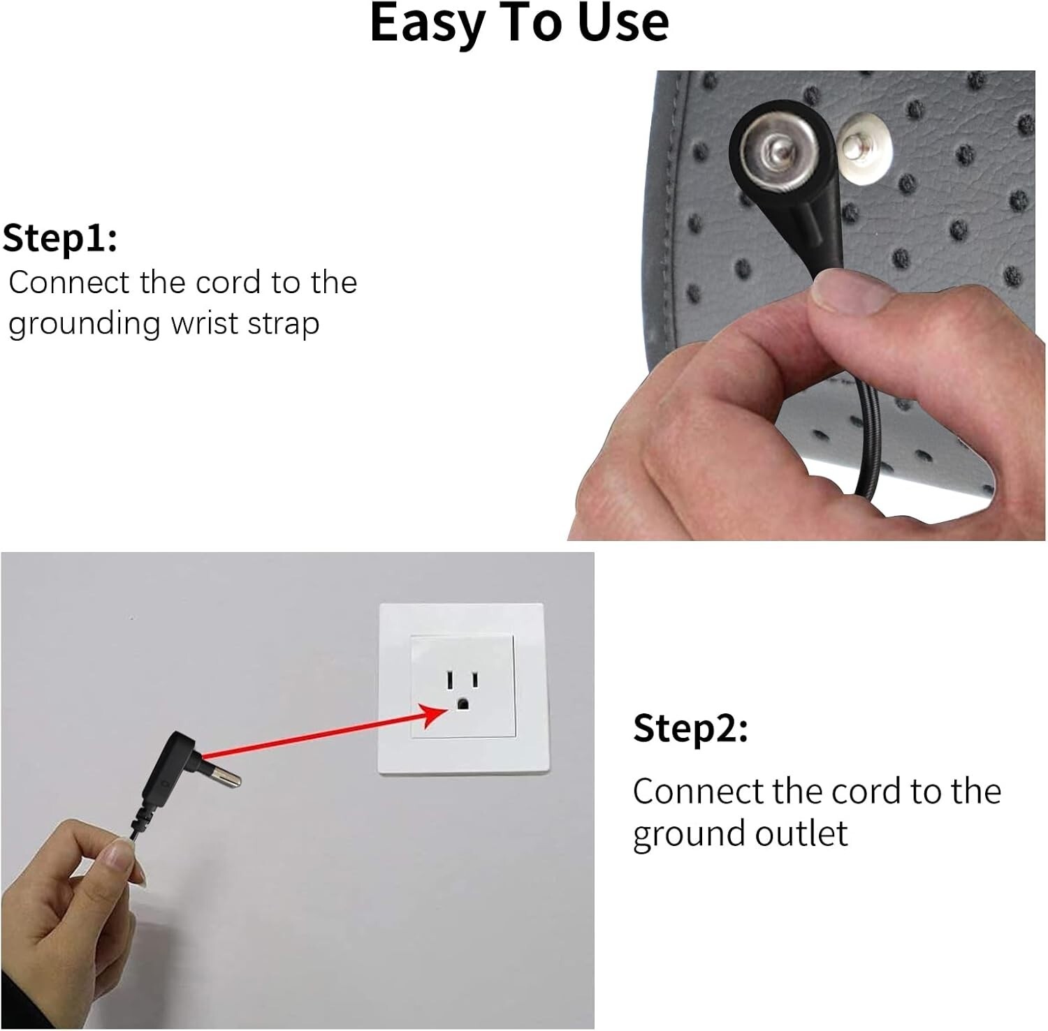 Grounding Wrist Strap, Earthing Therapy Wristband for Pain Relief with 15' Cord