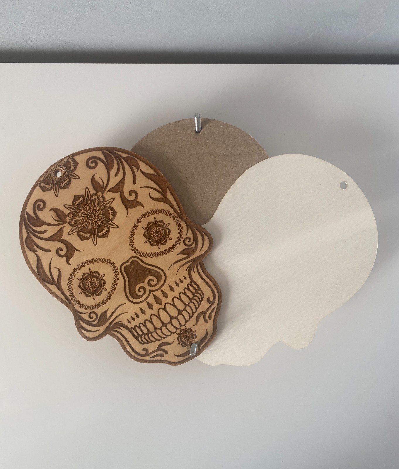 New Handmade Wooden Flower Press Skull Design | Botanical Leaf Herb Press