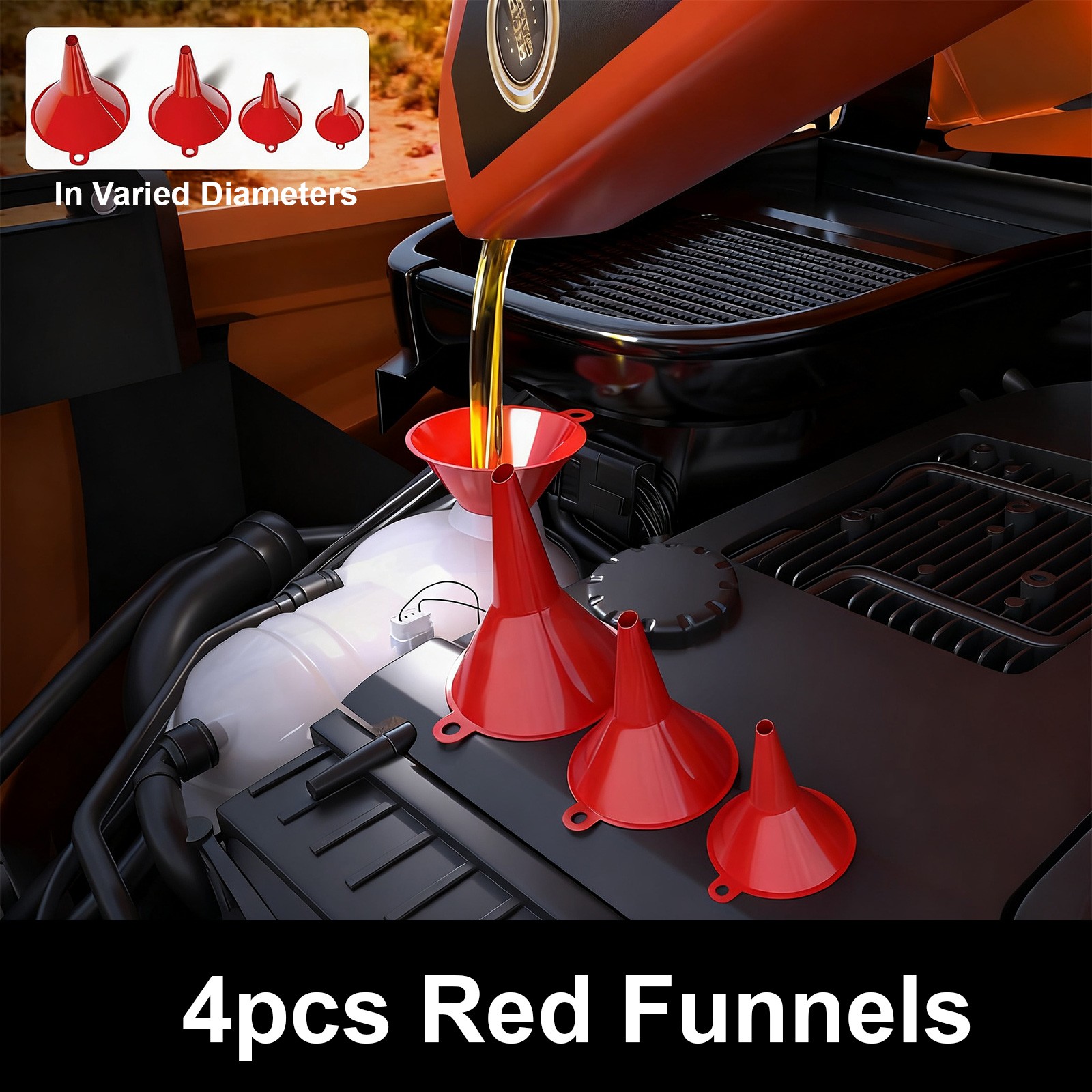 19 PCS Automotive Funnel Set w/ 9 Gas Can Spout Replacements Plastic Funnels Kit