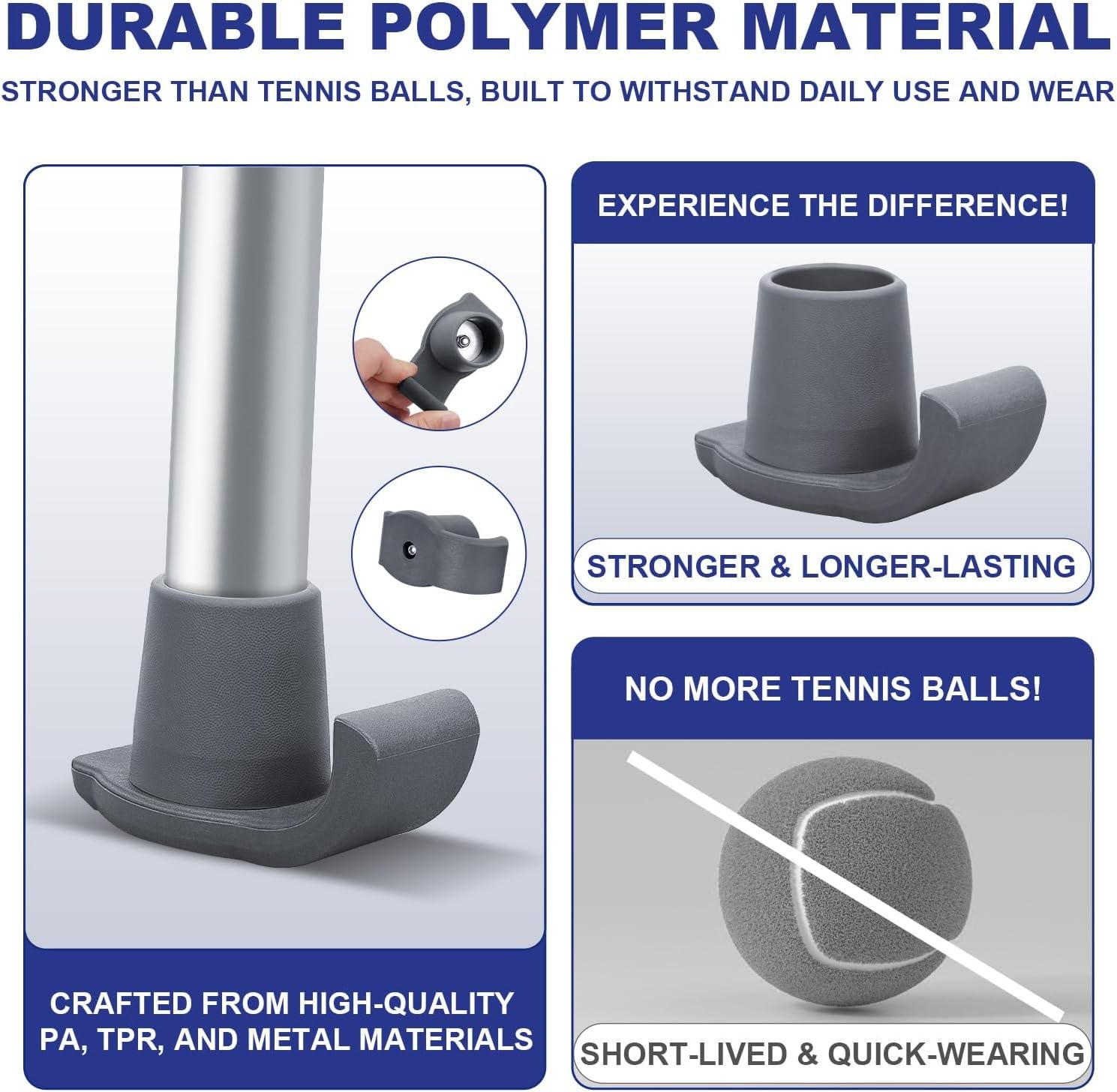 Walker Ski Glides, 2 Pack Durable Ski Glides for Folding Walkers, Universal F...