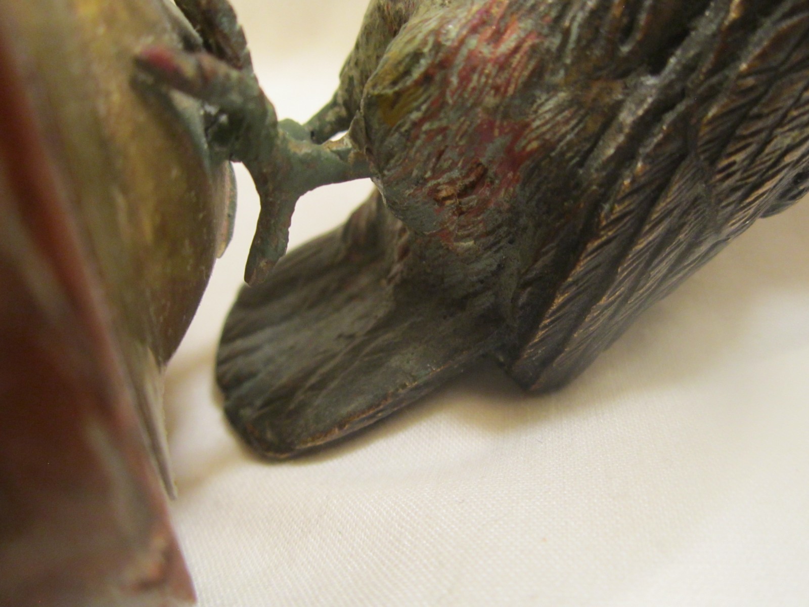 Antique Austrian cold painted bronze Kingfisher bird on marble base