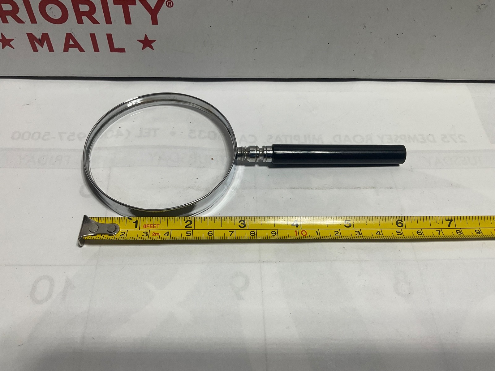 Vintage Magnifying Glass - Glass Lens Metal Frame - Made in Japan