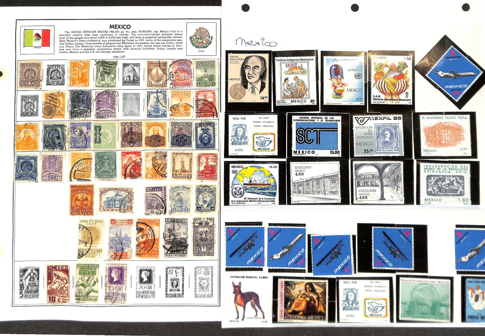 Mexico Stamp Collection on 24 Harris Pages, 1884-1985 (BI)