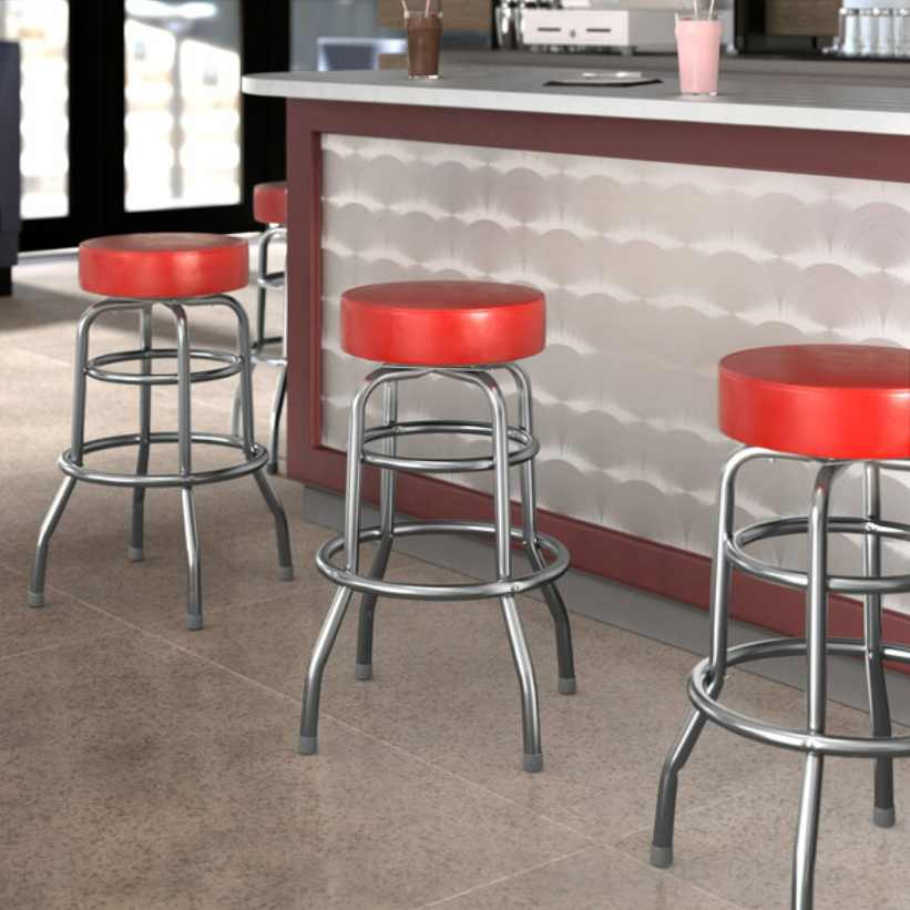 Commercial Vinyl Swivel Bar Stool Counter Height Indoor Seating Resto Bar Pub