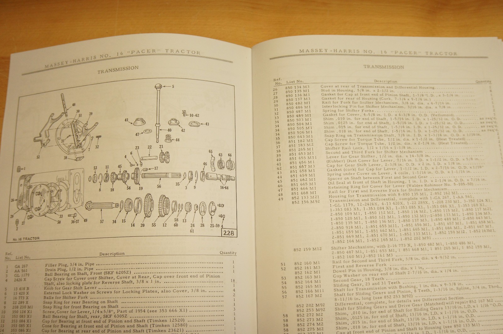Massey Harris Pacer No 16 Tractor Owner's Manual & Parts Catalog MH Continental