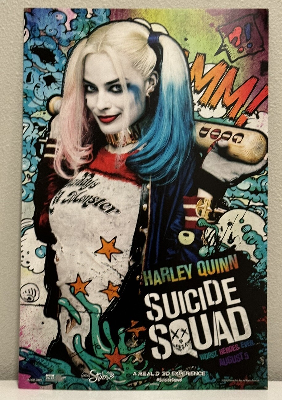 Harley Quinn Suicide Squad Movie Poster Margot Robbie AMC Exclusive DC 17”x11”