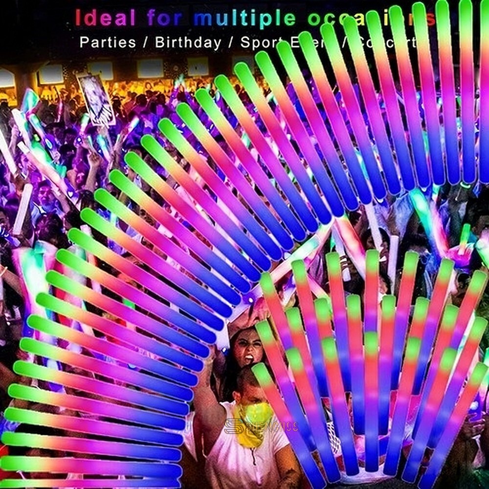 120PCS Led Foam Glow Sticks Bulk Party Pack /Light up Foam Sticks with 3 Modes
