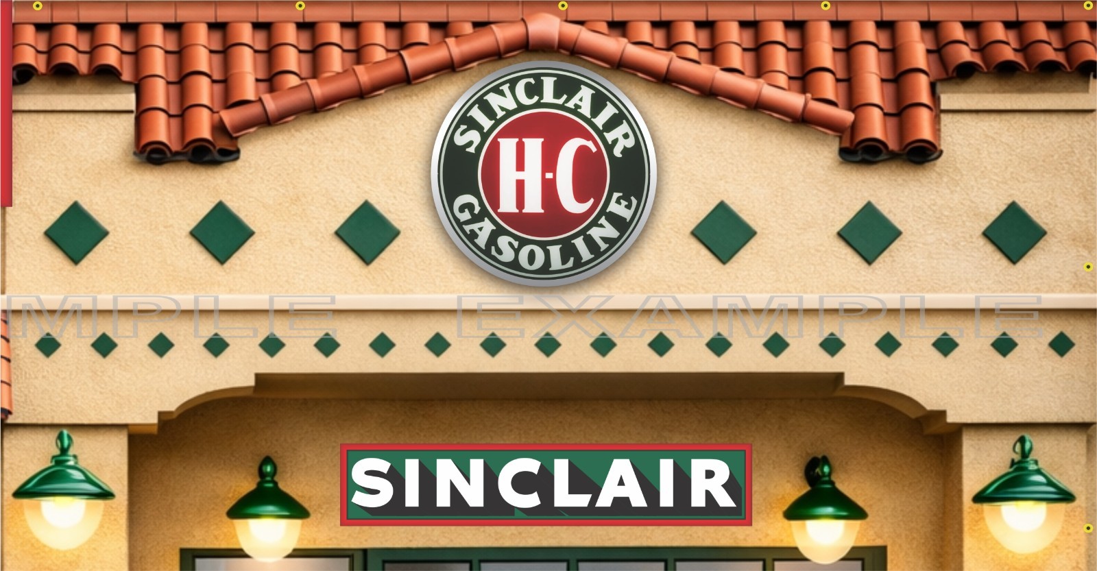 SINCLAIR HC OLD GAS PUMP STATION SCENE RENDERED VERSION WALL ART MURAL BANNER