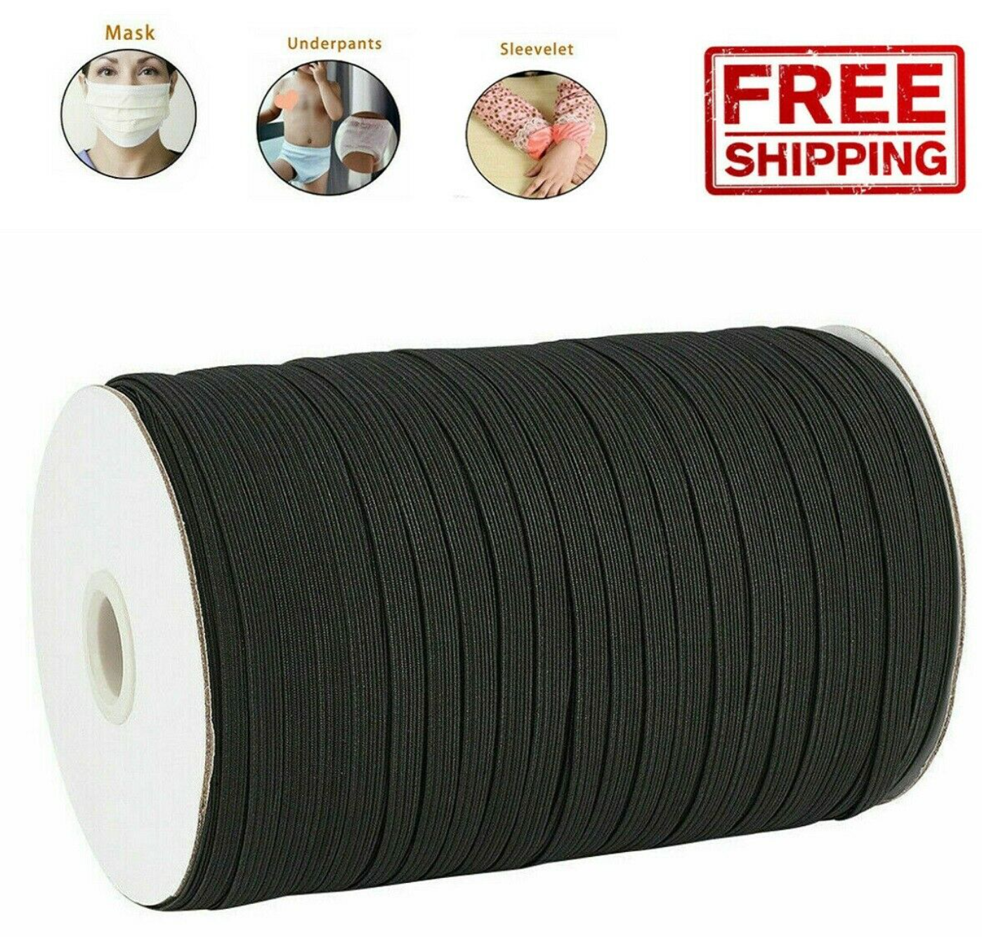 1/8 Inch,1/4 Inch Elastic Band Cord Sewing Trim | For DIY Mask Sewing and Craft