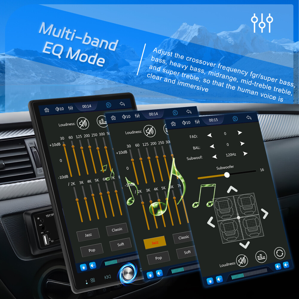 10.4" Single Din Touch Screen Stereo Bluetooth Radio Apple/Android Carplay+CAM