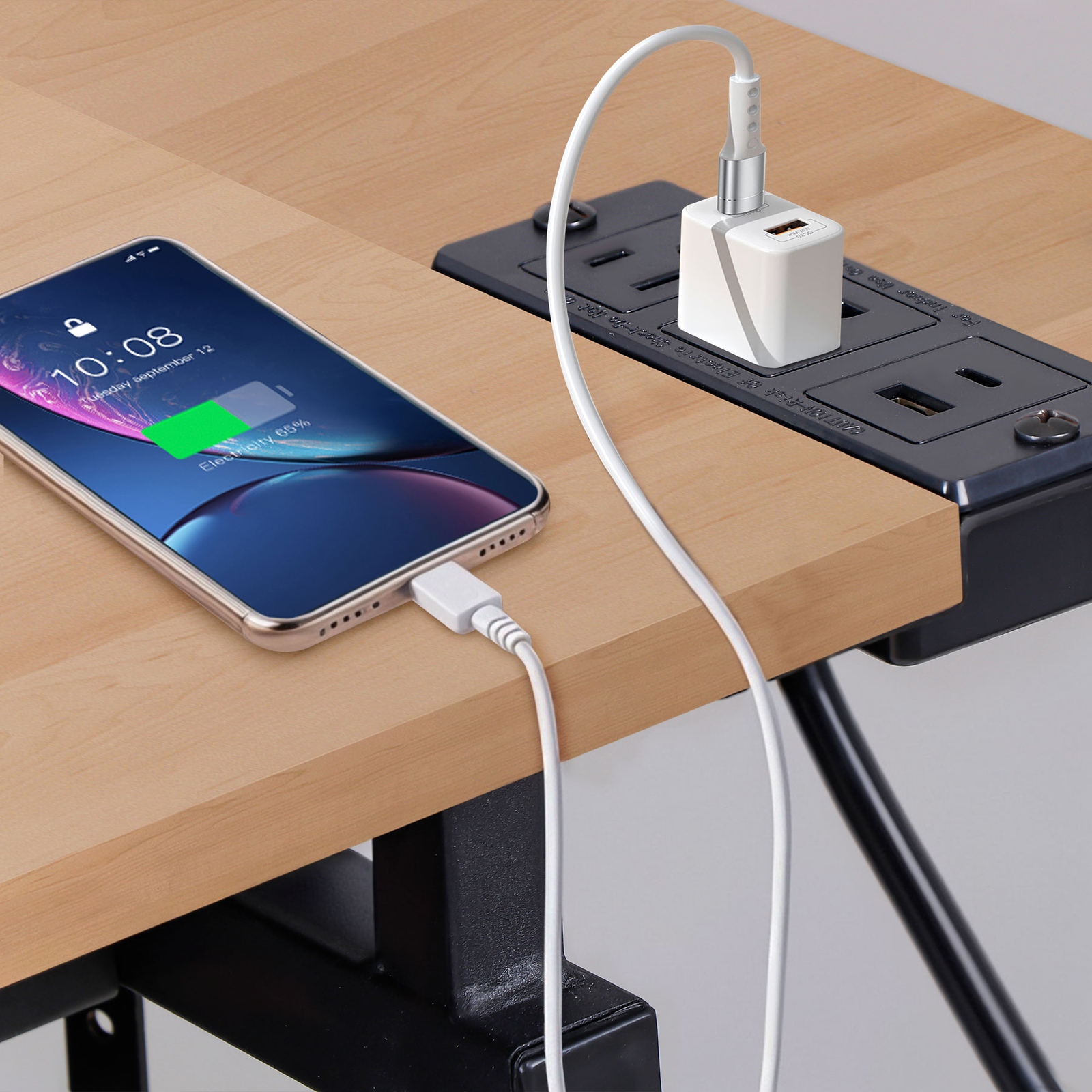 Adjustable Drafting Table with Outlet Artist Drawing Table with Stool Natural