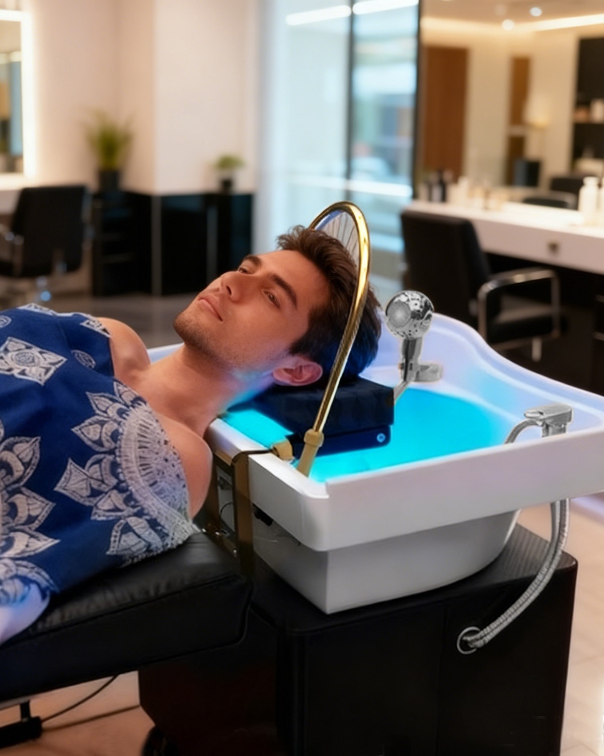 Portable Head Spa Shampoo Bowl Water Cycle LED Light Therapy ScalpCare Equipment